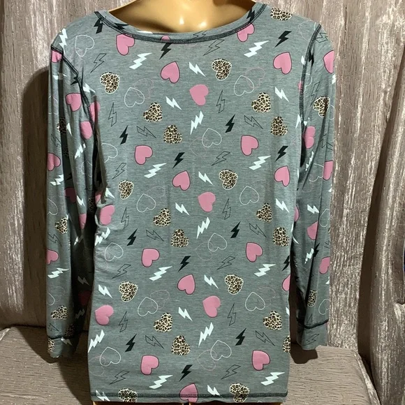 Torrid Top Sleepwear Gray Pink Hearts 2 2X 18-20🌀 - Picture 8 of 15
